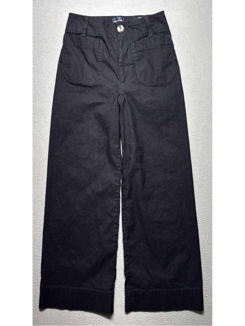 Maeve Anthropologie The Colette Pants Womens 25 Black Linen Blend Wide Leg Crop
